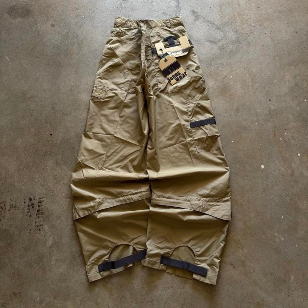 Baggy Regal Wide Leg Parachute Track Pants VTG Y2K Summer Surf Khaki 42